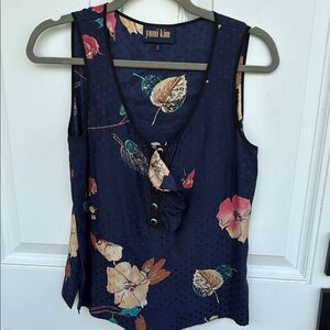 Yumi Kim Women's Floral Sleeveless Top - Navy Tank - Size Small - Worn Once